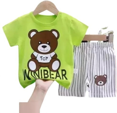 IFA COLLECTION Boys & Girls Casual T-shirt Shorts(Green)