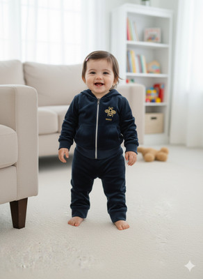 Belvik Boys & Girls Casual Top Pant(Dark Blue)