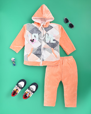 Mselimdresses Baby Boys & Baby Girls Casual Track Suit Track Suit(Orange)