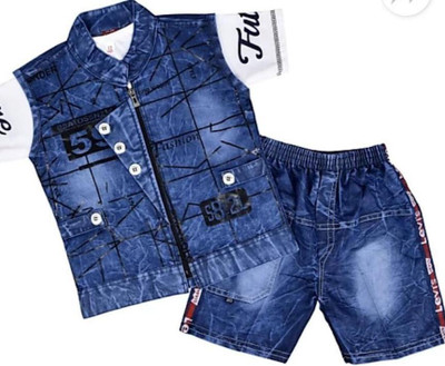 ANGEL Baby Boys Party(Festive) T-shirt Pant(BLUE)