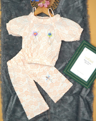 zg gatrments Dungaree For Baby Girls Casual Solid Cotton Blend(Orange, Pack of 1)