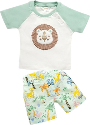Pompidou Baby Boys Casual T-shirt Pant(Turquise)