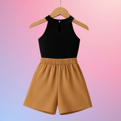 RIYANSHI Girls Casual Top Skirt(Black, Brown)