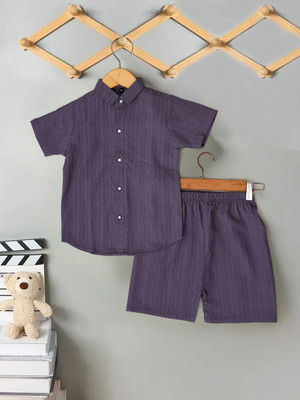 HETSHREE FASHION Boys Party(Festive) Shirt Shorts(GREY)