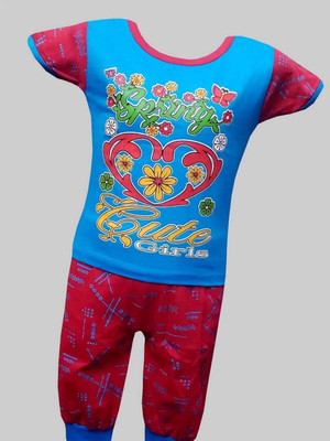 MRBB Baby Girls Casual T-shirt Track Pants(SKY BLUE)