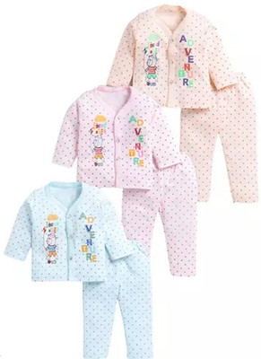 SHINING4 Baby Boys & Baby Girls Party(Festive) T-shirt Pyjama(Multicolor)
