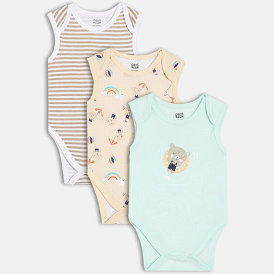 MINI KLUB Dungaree For Baby Boys Casual Printed Pure Cotton(Multicolor, Pack of 3)