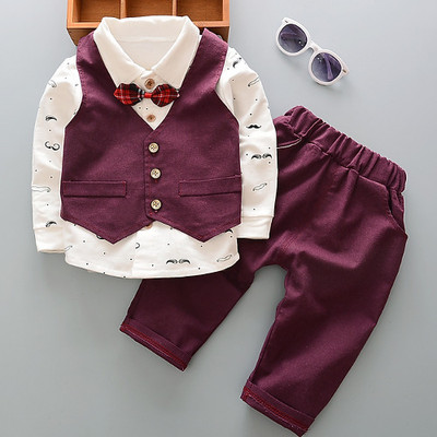 Merope Baby Boys & Baby Girls Party(Festive) Waistcoat Shirt, Pant, Bow Tie(MARUN, WHITE)