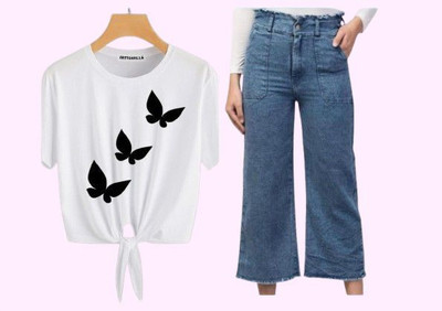 Srfashionglobel Girls Casual Top Jeans(Multicolour)