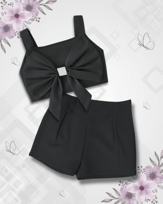 ADDYVERO Girls Party(Festive) Top Shorts(Eerie Black)