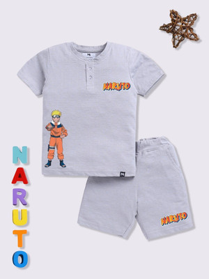 YK X Minute Mirth Boys & Girls Casual T-shirt Shorts(Grey)