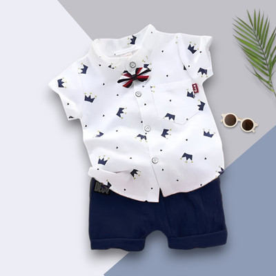WinsKart Baby Boys & Baby Girls Party(Festive) Shirt Shorts(ROYALTAJ_WHITE_BLUE)