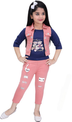 Little Angel Girls Party(Festive) Top Pant(Pink)