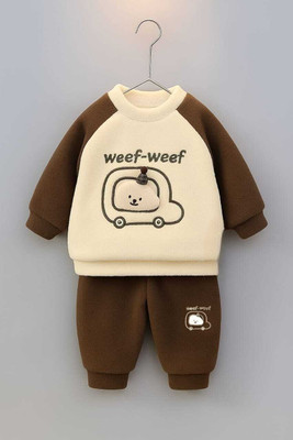 munchkinpumpkin Boys & Girls Casual Sweatshirt Pyjama(OFF WHITE)