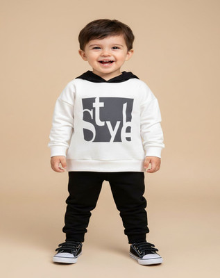 JENNY GARMENT Baby Boys & Baby Girls Casual Sweatshirt Pyjama(White, Black)