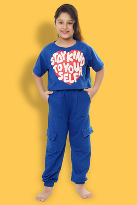 Ninos Dreams Girls Casual Top Track Pants(Blue)