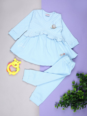 V-MART Baby Girls Casual Top Legging(Sky Lt. Blue)