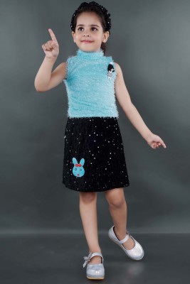 anaya dresses Girls Party(Festive) Top Skirt(Light Blue)