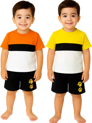 SEGRO Baby Boys & Baby Girls Casual T-shirt Shorts(ORANGE, GOLD)