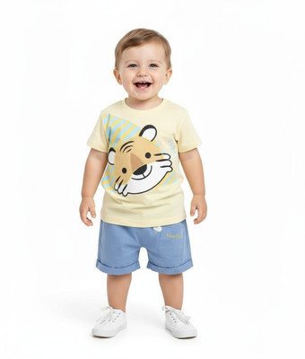 dingdong Baby Boys Casual T-shirt Pant(Yellow)