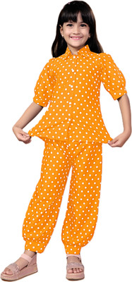 Mijaashree Girls Casual Top Pant(Yellow)