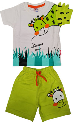 rayie collection Baby Boys Casual Top Shorts(GREEN AND WHITE)