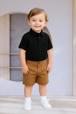 Jhrey creation Boys Dora Casual Shirt Shorts(BLACK, KHAKHI)