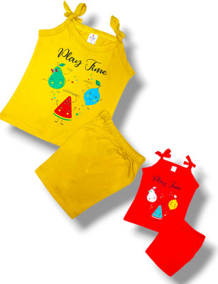 SHUBHKIDS Baby Boys & Baby Girls Sponge Bob Casual Dress Bodysuit(Yellow, Red)