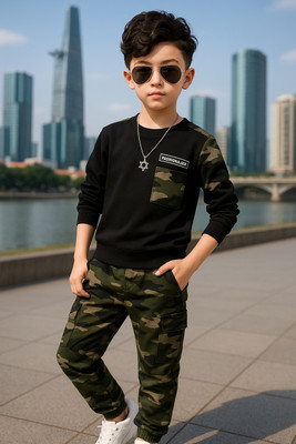 FROQUILIZ Boys Party(Festive) T-shirt Pant(BLACK)