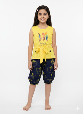 Girijesh Singh Girls Casual Top Shorts(Yellow)
