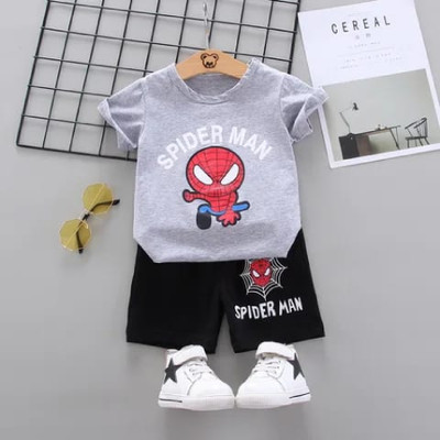 Maaruti Baby Boys Casual T-shirt Shorts(MELANCH, BLACK)