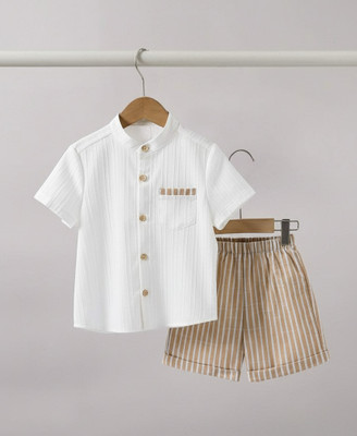 SEFVONA Boys Party(Festive) Shirt Shorts(BROWN & WHITE)