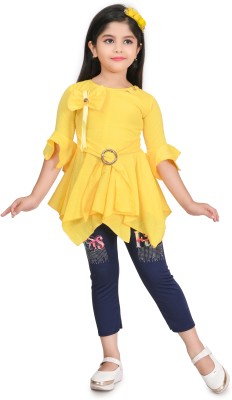 A Asma dresses Girls Casual Top Capri(Yellow)