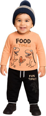 AMY Baby Boys Casual T-shirt Shorts(PEACH, BLACK)