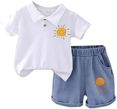 Bold N Elegant Baby Boys Casual T-shirt Shorts(White)