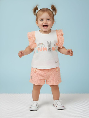 BABY'S DAY Baby Girls Casual Top Shorts(Orange)