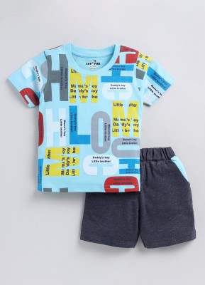 CUTOPIES Boys Casual T-shirt Shorts(POWDER BLUE)