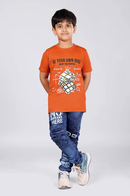 Clothadle Baby Boys Casual T-shirt Jeans(Orange)