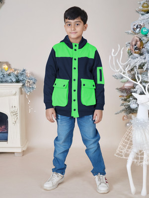 KiddoPanti Boys Casual Sweatshirt Jeans(Navy & Fresh Green & Blue)