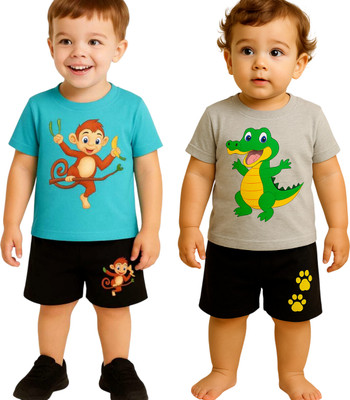 SEGRO Baby Boys & Baby Girls Casual T-shirt Shorts(MINT, GREY)