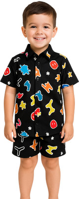 Nakshatra Boys & Girls Casual Shirt Shorts(Black)