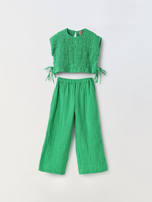 Spunkies Girls Casual Top Skirt(Green)