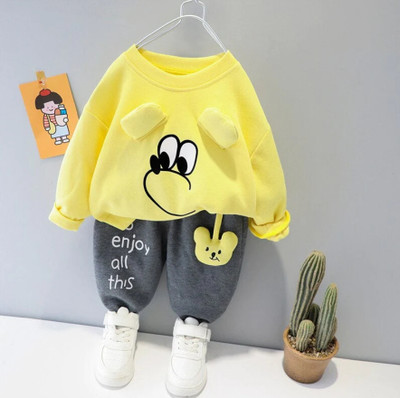 Mayneisha Baby Boys & Baby Girls Casual Sweatshirt Sweatpant(Yellow)
