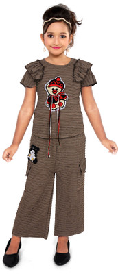 RRJ Fashion Baby Girls Party(Festive) Top Pant(BROWN)