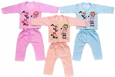 SHINING4 Baby Boys & Baby Girls Casual T-shirt Pyjama(Multicolor)