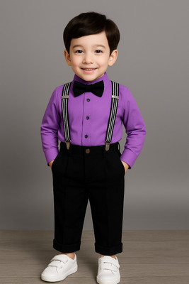 Bleckz Someck Boys Party(Festive) Shirt Pant(Purple)