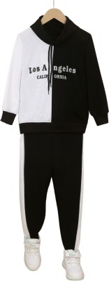 PROMOVEON Baby Boys Casual Sweatshirt Track Pants(White, Black)