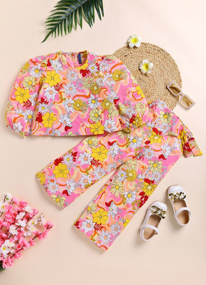 Yk Girls Casual Top Pant(Pink)