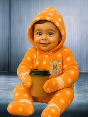 aulbo Baby Boys & Baby Girls Party(Festive) Romper Pyjama(Orange)
