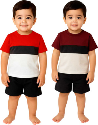 SEGRO Baby Boys & Baby Girls Casual T-shirt Shorts(RED, MEHROON)
